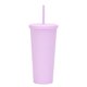 thumbnail image 1 of Vaso de plástico reutilizable para agua fría de 700 ml, vaso para bebidas de color sólido de doble capa con tapa y pajita., 1 of 5