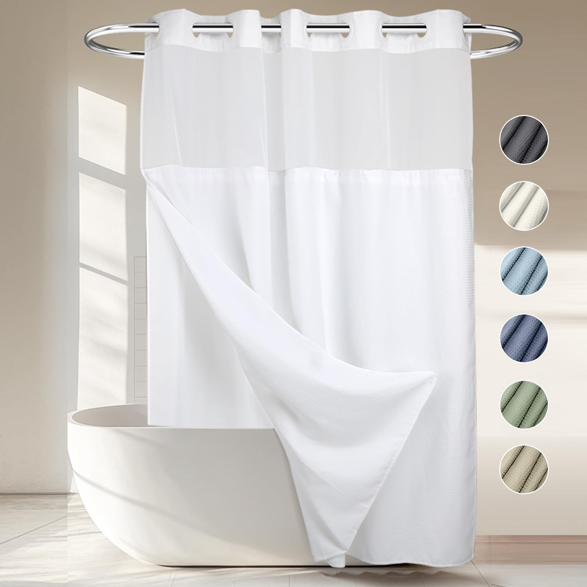 Cortina De Ducha River Dream Heavyweight Waffle Weave White