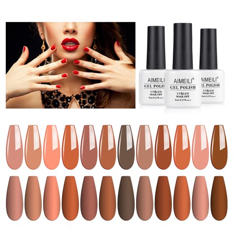 Esmalte De Uñas En Gel Aimeili Soak Off U V Led Nude Brown 8 Ml X12