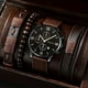 thumbnail image 1 of 3pcs/set Men's Casual Analog Watch And Classic Bracelets Set (1 Watch+2 Bracelets), 1 of 5