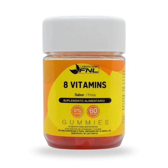 8 Vitamins FNL Gummies Sabor Fresa 60 Gomitas