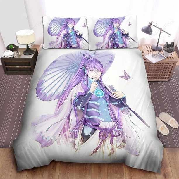 Gackpoid Kamui Gakupo With Purple Butterflies Quilt Duvet Cover Set Bedspread3-Piece Bedding Set