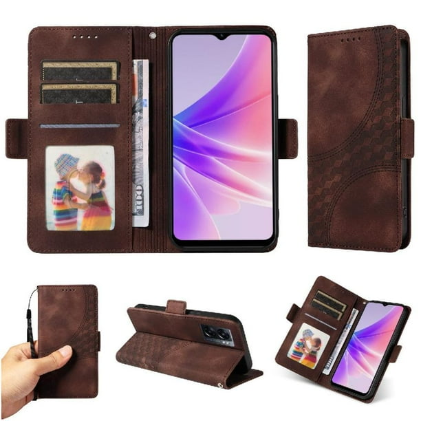 Carcasa FOXDOCK OPPO A77 4G de cuero PU, diseño acolchado clásico, protección contra caídas y rayones