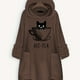 thumbnail image 1 of Cat Print Big Pocket Hoodie, Casual Long Sleeve Fleece Hoodies Sweatshirt, Women's Clothing, 1 of 3