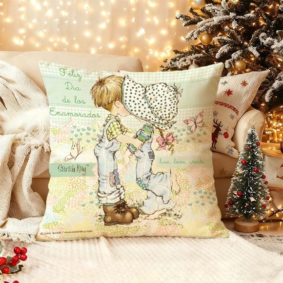 Hollyhobbie Happy Valentine's Day Printed Pillowcase Double-sided Print Machine Washable for Indoor and Outdoor Use Suitable for Bedroom Living Room Sofa and Be