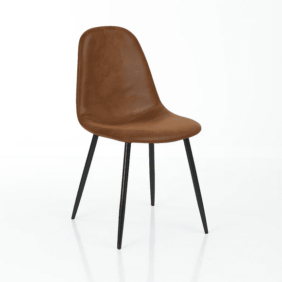 Silla Spoon Ecocuero vintage café oscuro