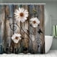 thumbnail image 2 of 1pc Wooden Door & Flower Waterproof Shower Curtain With 12 Hooks, Non-Slip Bathroom Rug, Toilet U-Shape Mat, Toilet Lid Cover Pad, Bathroom Decor, 2 of 4