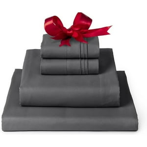 Juego De Sabanas 1.5 Plazas + Fundas De Almohada Gris Hilos Aura Zeus