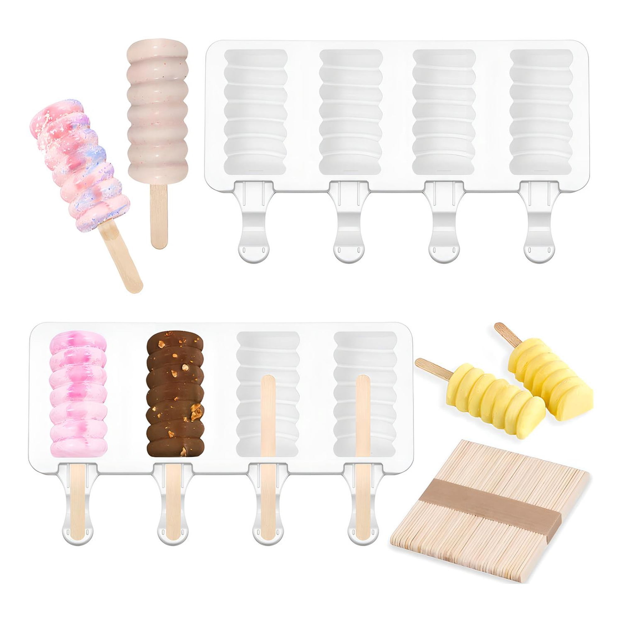 Pasteleriuscl - X2 Molde Helados Molde Helado Silicona Molde Paletas Mini395 Color Blanco / Molde Helados 4cav 6395