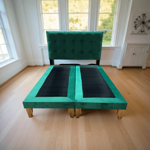 Muebles New - Cama Dos Plaza Verde Esmeralda Felpa