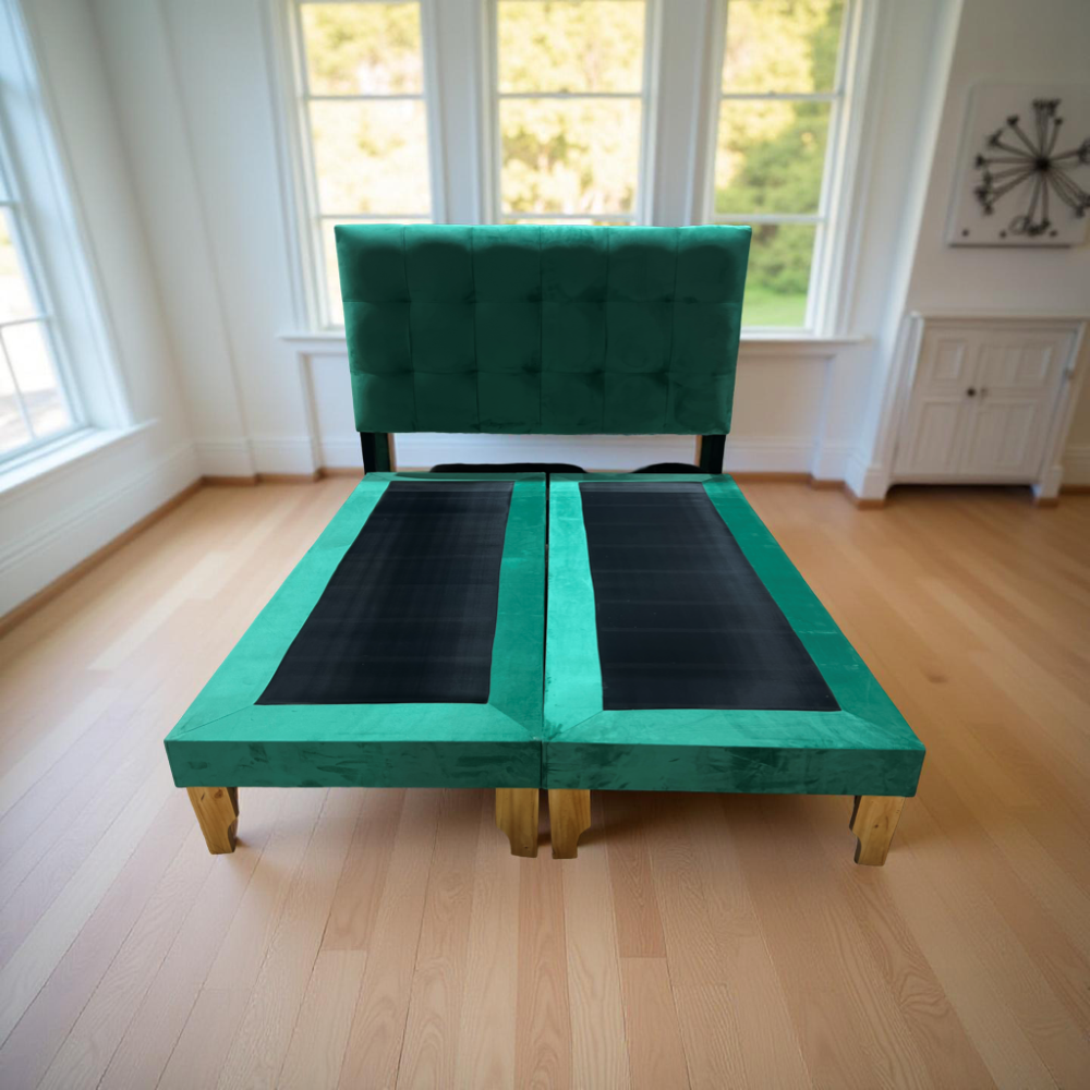 Muebles New - Cama Dos Plaza Verde Esmeralda Felpa