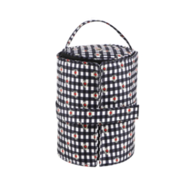 Bolsa de almacenamiento de hilo, bolsa organizadora de crochet, bolsa de crochet de moda, organizador de tejido para suministros de tejido, uso domést Negro Blanco