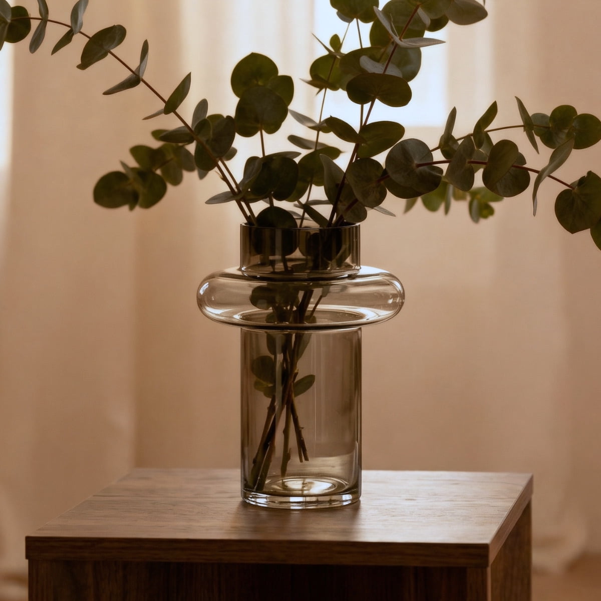 Santú Home & Deco - Florero De Vidrio Anillo Ambar Gastado Figura Deco