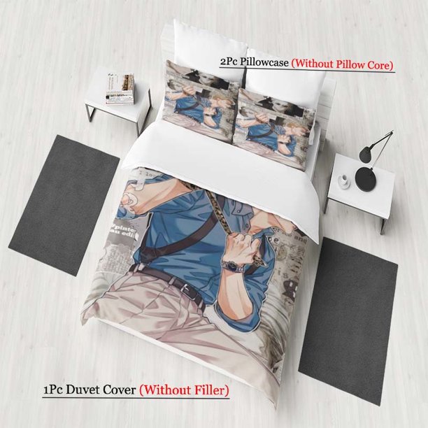 Seven Seas Builder Black and White Poster Pattern Set a Soft and Comfortable Bedding Set Suitable for All Seasons. Ideal for Use in Family Bedrooms