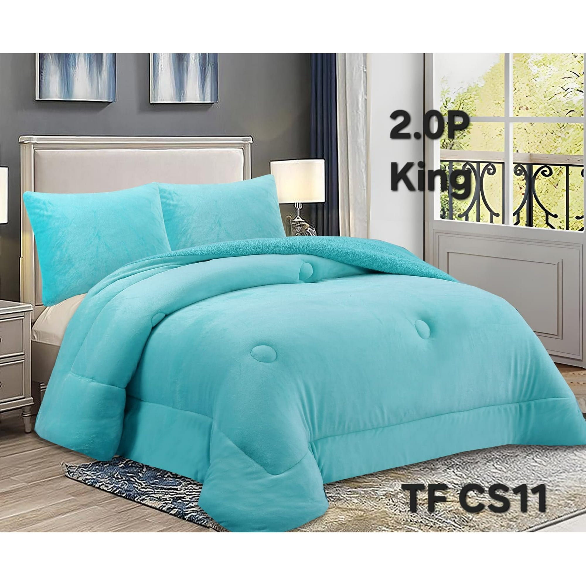 Aladdins Shop - Cobertor De Invierno De Plush Y Chiporro King Color Celeste
