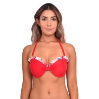 Samia - Bikini Sostén Strapless Con Vuelos Color Rojo M