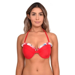 Samia - Bikini Sostén Strapless Con Vuelos Color Rojo L