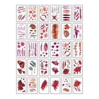 Genérica - Tatuaje Temporal Halloween Cosplay Disfraz 30 Diseños Rojo