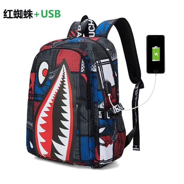 Cool shark mouth prints bagpack boy camouflage college bags unisex schoolbags waterproof backpacks student large capacity bags