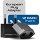 thumbnail image 2 of Adaptador de enchufe tipo C de Ceptics (EE. UU., Canadá) a Europa, paquete de 12, 2 of 7