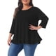 thumbnail image 4 of Agnes Orinda Conjuntos de Halloween Blusas de Tallas Grandes para Mujeres con Frente Plisado, Dobladillo con Volantes, Cuello Redondo, Manga 3/4, Túnica Casual de Corte Amplio 3X Negro, 4 of 6