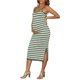 thumbnail image 4 of INSPIRE CHIC Vestido de maternidad para mujer ajustado a rayas largo midi sin mangas Cami tejido casual ajustado vestidos de embarazo XL Verde, 4 of 6