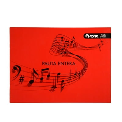 Cuaderno Cosido Musica Pauta Entera 10H Rojo/ Producto Surtido  Torre