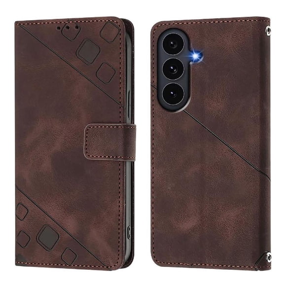 Funda Cartera para Samsung Galaxy S25 FE con Soporte y Ranuras, Resistente a Golpes y Rayones Marrón
