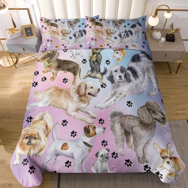Moon Wolf Bedding Green Watercolor Forest Wolf Landscape Duvet Cover Sets 3 Pieces Wild Animal Bedding Set