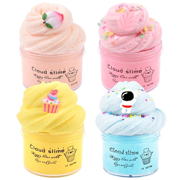 Kit de slime FYJIEKRIGOK nube de 4 piezas, suave y no pegajoso para niños