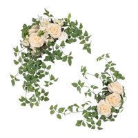 Bothyi - 2 Piezas De Guirnalda De Flores De Arco De Boda, Adorno Artesanal Para Fiesta, Hogar, Ceremonia, Color Blanco