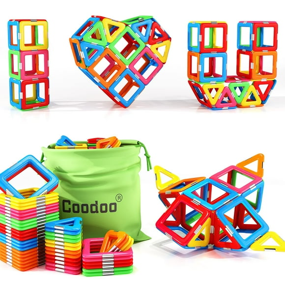 Bloques magnéticos Coodoo, azulejos resistentes mejorados para niños de más de 3 años