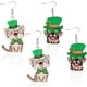 thumbnail image 1 of 2 pares de pendientes del Día de San Patricio para mujeres y niñas, bonitos pendientes colgantes con forma de perro y gato, trébol verde, pendientes irlandeses de buena suerte, pendientes de madera de, 1 of 7