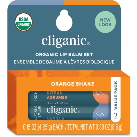 Bálsamo Labial Cliganic Organic Orange Shake, Paquete De 2