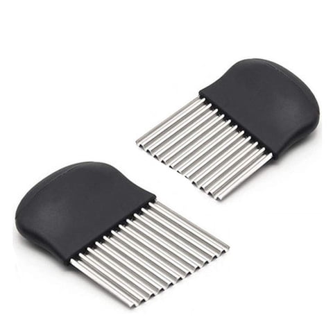 Xusx111 - Cortador De Arrugas Grande - Cortadora De Frituras Francesas - Cortador De Cuchillo De Patata Fruta Y Verdura Ondulada - Cuchillo Herramienta De Corte De Hoja De Acero Inoxidable (2 Paquetes