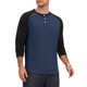 thumbnail image 4 of INSPIRE CHIC Camisetas Henley de Hombre con Mangas Raglán de Manga Larga Botón Camiseta de Béisbol S Azul Marino, 4 of 6