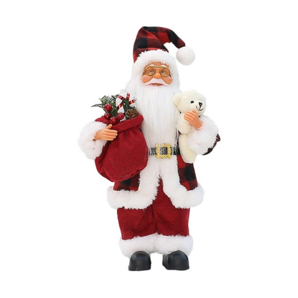 Figura De Peluche De Papá Noel De 25 Cm – Adorno Navideño De Dibujos Animados, Suave Y Seguro Para Mesa, Estantería O Interior De Coche