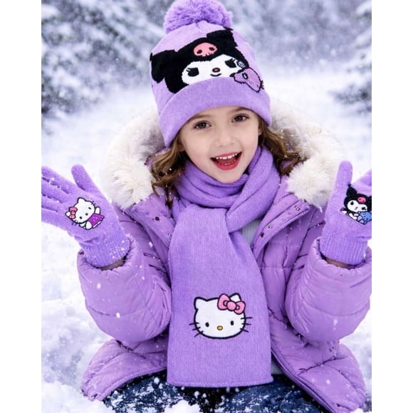 Set Invierno Niños niñas Gorro,Bufanda,Guantes Térmico05