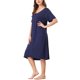 thumbnail image 4 of INSPIRE CHIC Camisón de Mujer de Modal Suave con Botones, Manga Corta, Cuello Redondo y Largo Midi, Ropa de Dormir S Azul Marino, 4 of 6