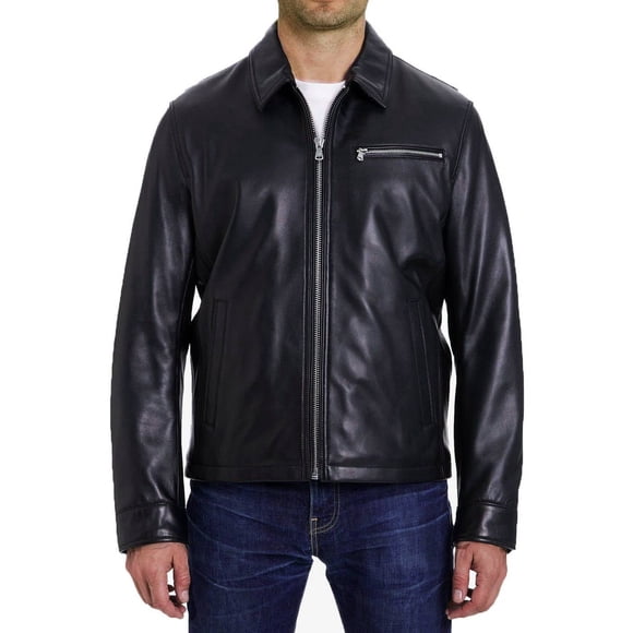 Chaqueta Michael Kors Cuero Genuino Negro Hombre