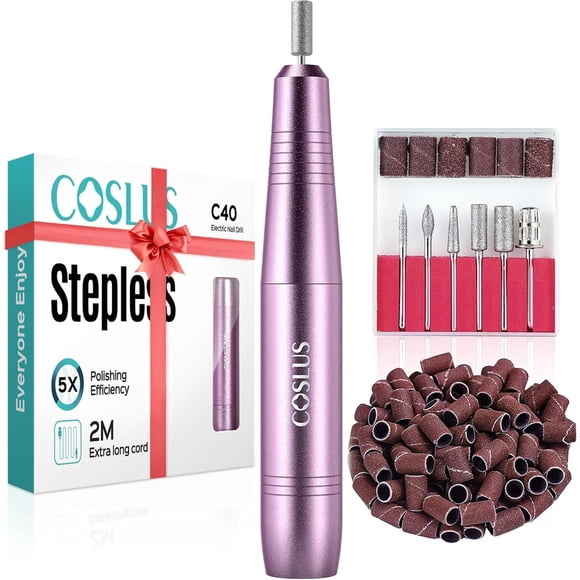Torno Eléctrico Uñas COSLUS Kit 6 Brocas Velocidad Ajustable