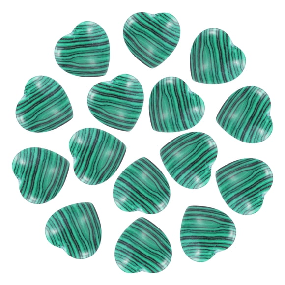 Uxcell 15 Pcs Piedra de Cristal Natural en Forma de Corazón, 0.6 Pulgadas Mini Piedra de Amor Pulida, Cristal de Gema de Bolsillo Grabado Piedras de Preocupación, Verde Pavo Real