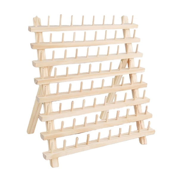 Estante para hilos de coser, conos duraderos, estante para ahorrar espacio, soporte de hilo de madera resistente, organizador de costura para trenzado , 80 carrete