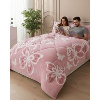 Imac Hogar - Cubrecama Chiporro Diseño Mariposa Suave Y Abrigador 2 Plazas