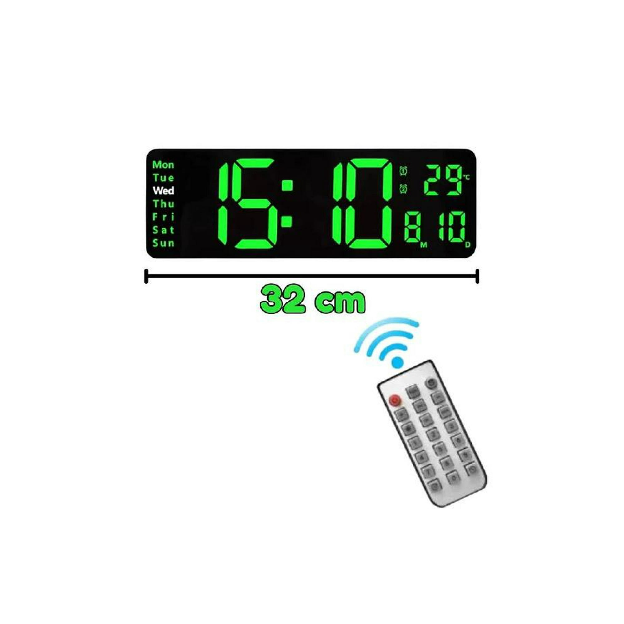 Reloj De Pared Digital Led Grande De 32cm Con Contro
