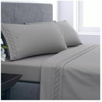 Doral - Juego De Sabanas 2 Plazas 210 Hilos Bordadas Color Gris