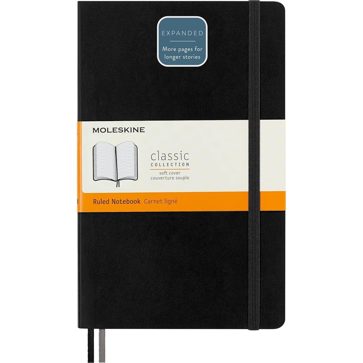 Cuaderno Moleskine Classic Expanded Tapa Blanda 5x8.25 Negro