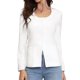 thumbnail image 1 of INSPIRAR CHIC Blazers de Negocios Casual para Mujeres con Botones, Cuello Redondo, Manga Larga, Chaquetas de Oficina con Bolsillos M Blanco, 1 of 6