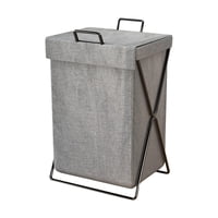 Bothyi - Cesta De Lavandería Plegable Bolsa De Lavandería Grande Para El Lavadero Del Hogar Dormitorio Con Tapa Gris