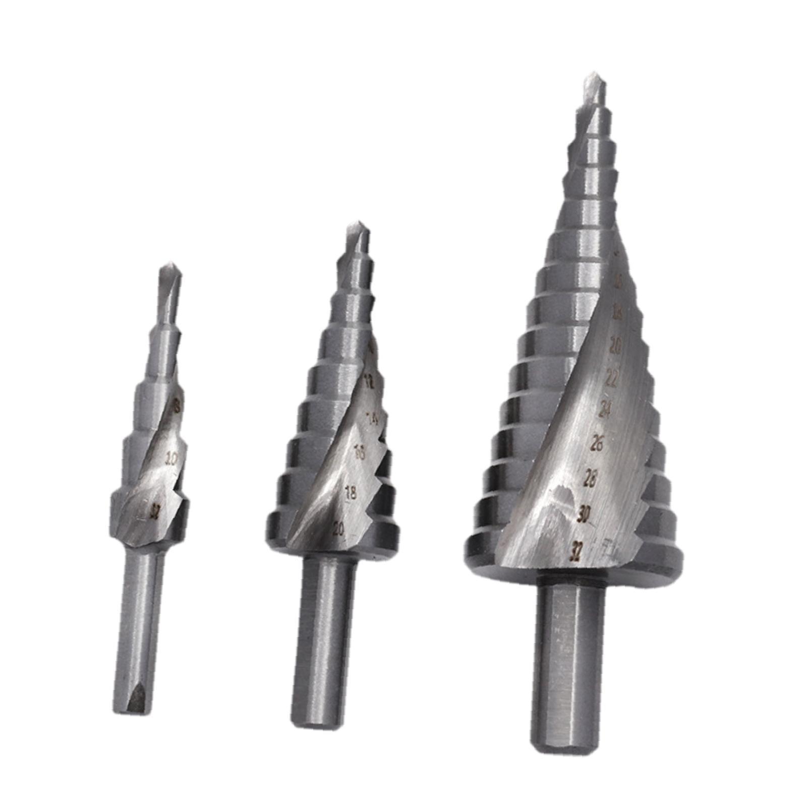 Magideal - Taladro Cónico Escalonado De 3 Piezas, Taladro En Espiral Versátil De 4-12/4-20/4-32Mm, Brocas Cónicas Hss Para Tableros, Tableros Aislantes De Chapa